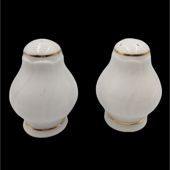 VTG Polfa Poland Salt and Pepper Shakers White with Gold Trim - Picture 4 of 8